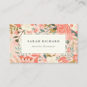 Elegant Orange Blush Pink Green Ambrosia Floral Visitenkarte