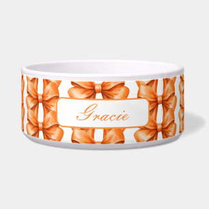 Elegant Orange Bow Dog Napf