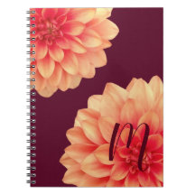 Elegant Orange Dahlias Blume Burgundy Monogram