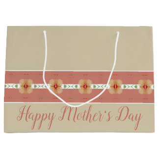Elegant Orange Floral Große Geschenktüte