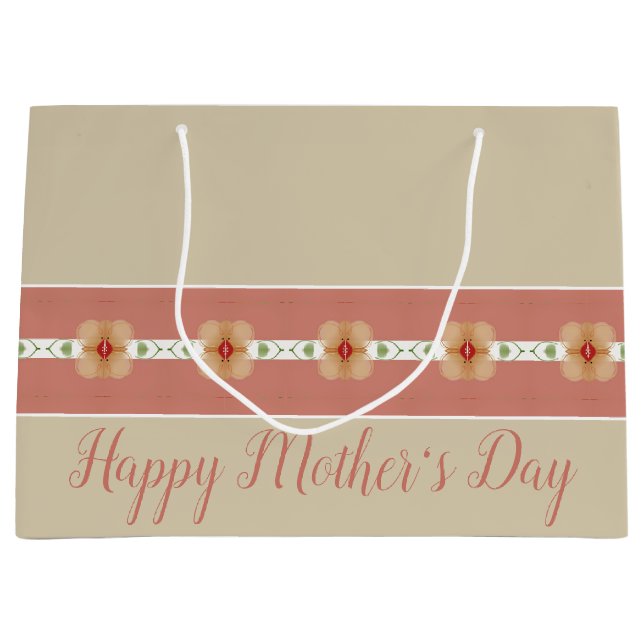 Elegant Orange Floral Große Geschenktüte (Vorderseite)