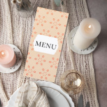 Elegant Orange Floral Wedding Menu Card