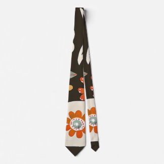 Elegant Orange Flower Pattern Tie Krawatte