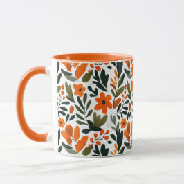 Elegant Orange Flowers Spring Botanical Pattern Tasse