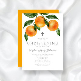 Elegant Orange Girl Christening Einladung