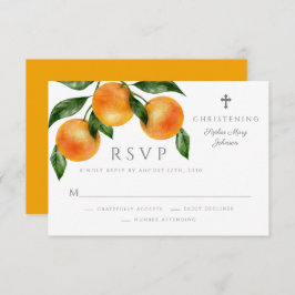 Elegant Orange Girl Christening RSVP Karte