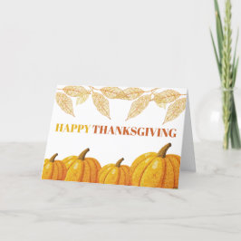 Elegant Orange Glitzer Pumpkin Happy Thanksgiving Feiertagskarte