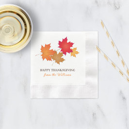 Elegant Orange Happy Thanksgiving Herbstleaves Serviette