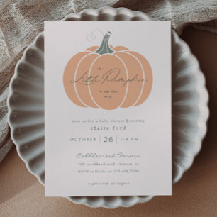 Elegant Orange Little Pumpkin Fall Baby Shower Postkarte