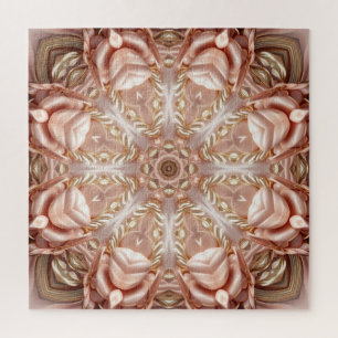 Elegant Orange Peach Floral Jigsaw Puzzle