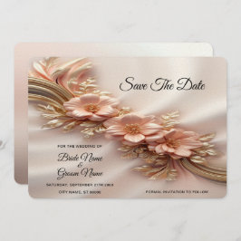 Elegant Orange Peach Floral Save the Date