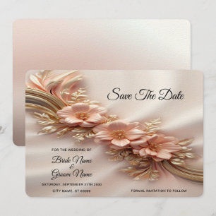 Elegant Orange Peach Floral Save the Date