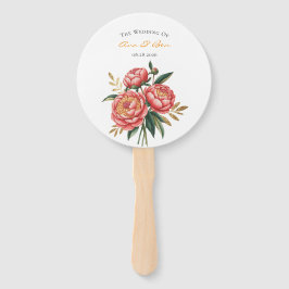 Elegant Orange Peony Bouquet Wedding Fächer