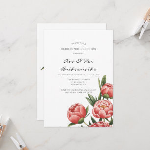 Elegant Orange Peony Painted Bridesmaids Luncheon Einladung