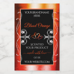 Elegant Orange Red Black Product Labels Jewels Lebensmitteletikett