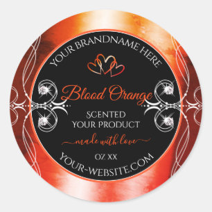 Elegant Orange Red Product Labels Jewels Black Runder Aufkleber