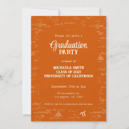 Elegant Orange Script Math Graduation Einladung