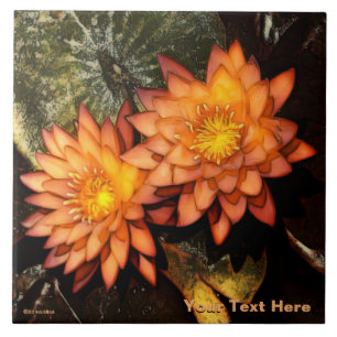 Elegant Orange Water Lilies Fliese
