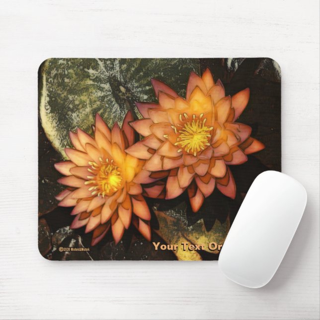 Elegant Orange Water Lilies Mousepad (Mit Mouse)