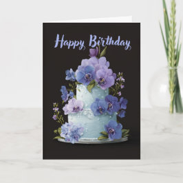 Elegant Orchid Birthday Cake Floral Birthday Card Karte