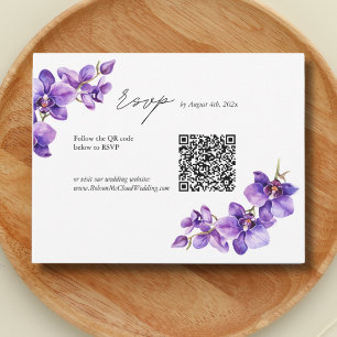 Elegant Orchid Skript Hochzeit QR-Code RSVP Karte
