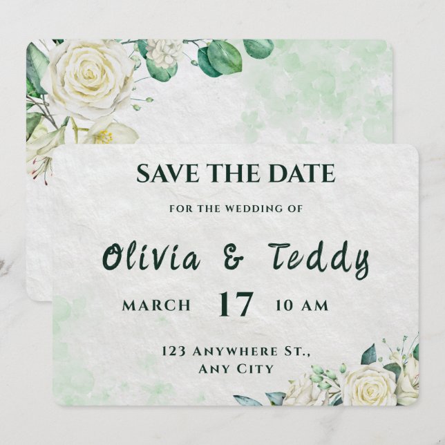 Elegant Organic Modern Wedding Save The Date (Vorne/Hinten)
