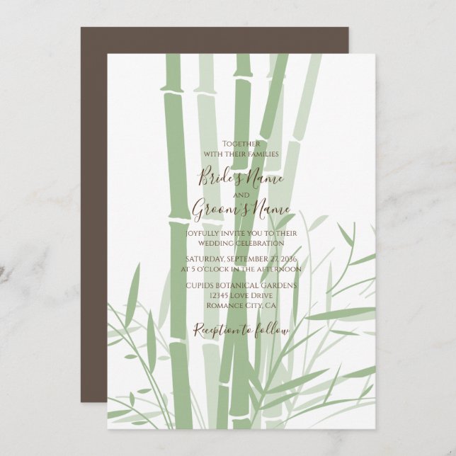 Elegant Oriental Bamboo Einladungen für Hochzeiten (Vorne/Hinten)