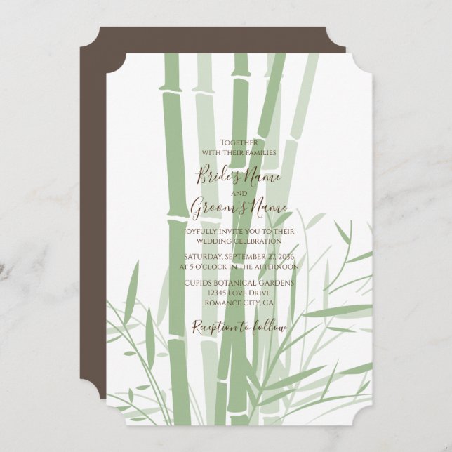 Elegant Oriental Bamboo Einladungen für Hochzeiten (Vorne/Hinten)