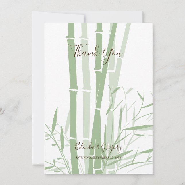 Elegant Oriental Bamboo Wedding Dankeschön Card Dankeskarte (Rückseite)