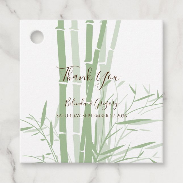Elegant Oriental Bamboo Wedding Gift Geschenkanhänger (Vorderseite)