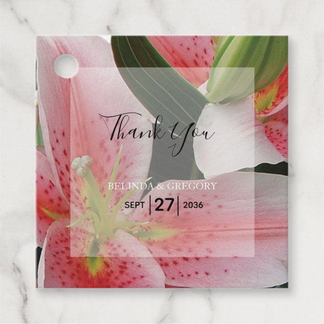 Elegant Oriental Lilies Wedding Gift Geschenkanhänger (Vorderseite)