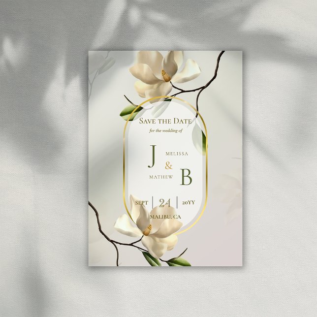 Elegant Oriental Magnolia Hochzeit speichern Sie d Ankündigung (Elegant Oriental Magnolia Wedding Save the Date Card)