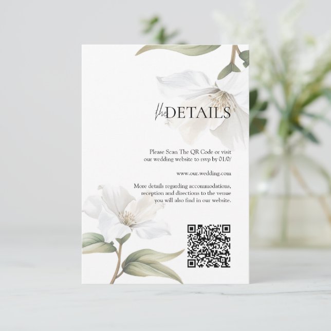 Elegant Oriental Magnolia Wedding Begleitkarte (Stehend Vorderseite)
