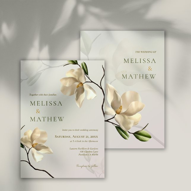 Elegant Oriental White Magnolia Hochzeit Einladung (Elegant Oriental White Magnolia Wedding Invitation)