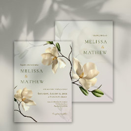Elegant Oriental White Magnolia Hochzeit Einladung