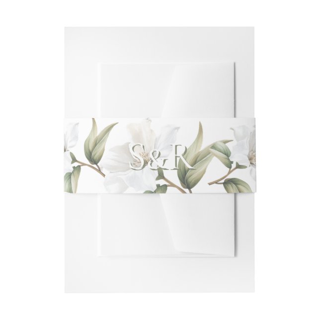 Elegant Oriental White Magnolia Wedding  Einladungsbanderole (Vorderseite Beispiel)
