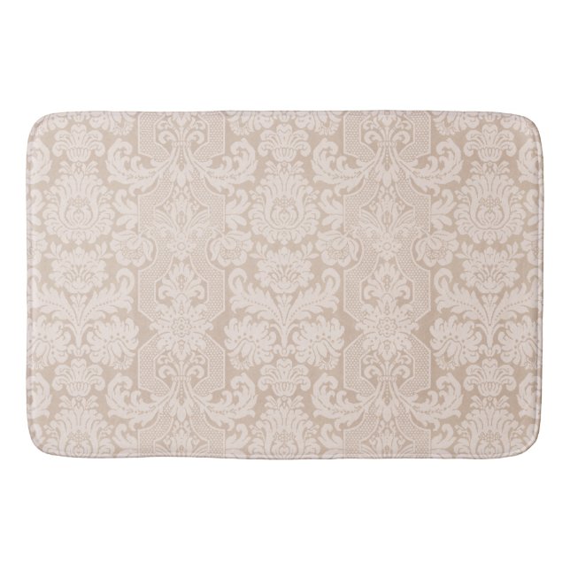 Elegant Ornate Cream Victorian Damask Badematte (Vorderseite)
