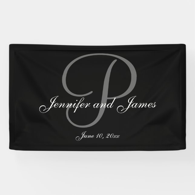 Elegant P Monogram Wedding Banner (Horizontal)