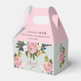 Elegant Painted Pink Floral 100th birthday favors  Geschenkschachtel