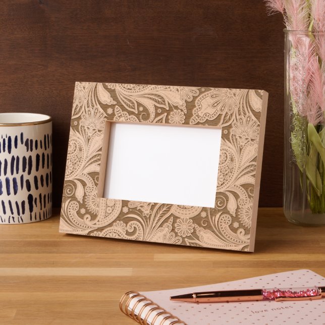 Elegant Paisley Floral Pattern Geätzte Rahmen (Links)