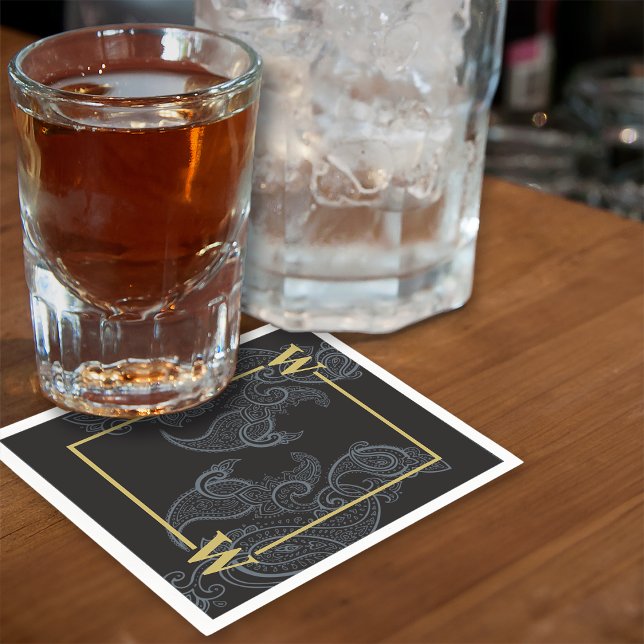 Elegant Paisley Monogram Initial Serviette (Von Creator hochgeladen)