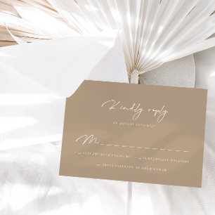 Elegant Pale Taupe Calligraphy RSVP Card Karte