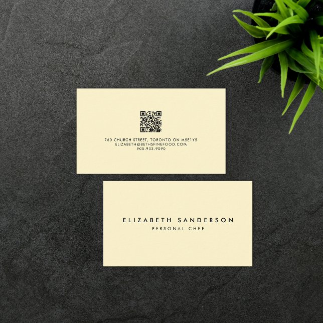 Elegant Pale Yellow Luxury Minimal QR CODE Visitenkarte (Von Creator hochgeladen)