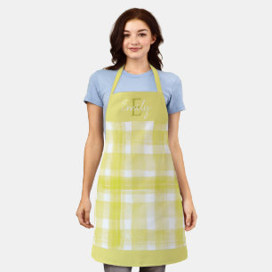 Elegant Pale yellow White Plaid Christmas Apron Schürze