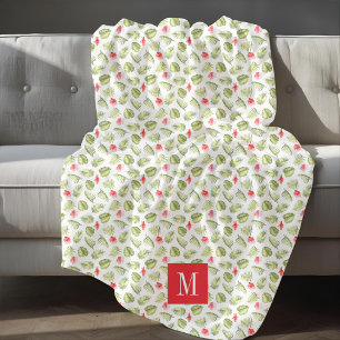 Elegant Palm Blätter Monogram Fleecedecke