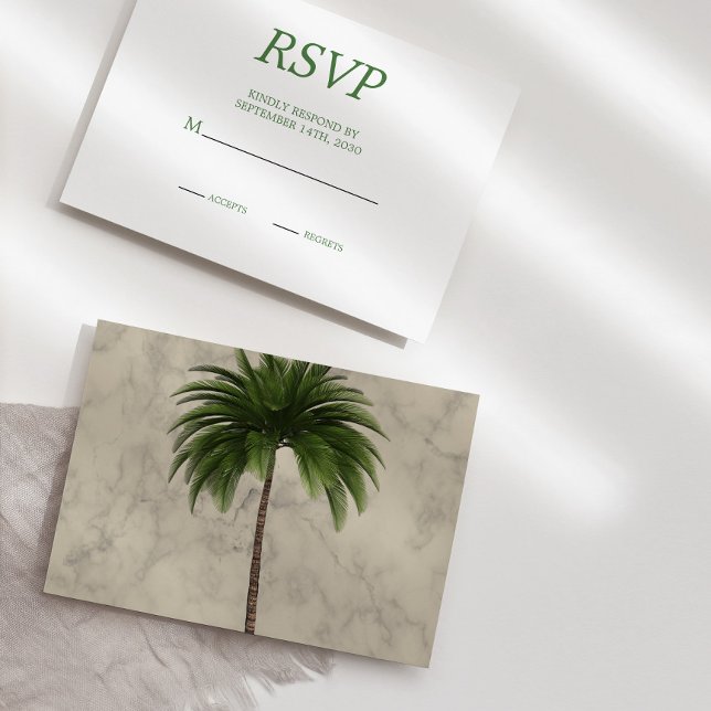 Elegant Palm Tree Chic Wedding RSVP Karte (Von Creator hochgeladen)