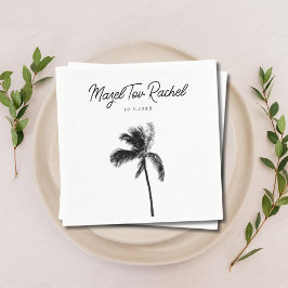 Elegant Palm Tree Mazel Tov Bat Mitzvah Napkins Serviette