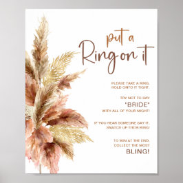 Elegant Pampa Grass | Ring Game Brautparty Sign Poster