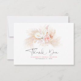 Elegant Pampas Grass Pink Floral Vielen Dank Dankeskarte