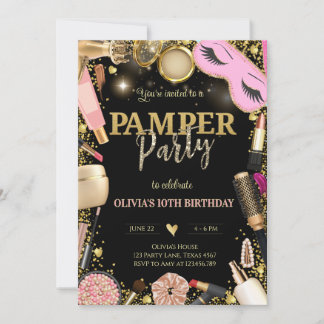 Elegant Pamper Party Geburtstag Einladung